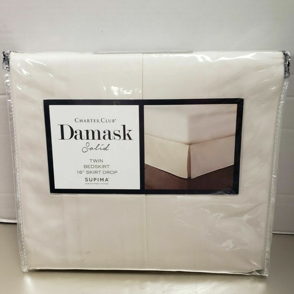Charter Club Damask 100% Supima Cotton 550 Thread Count Bedskirt, Ivory, Twin - Picture 2 of 3